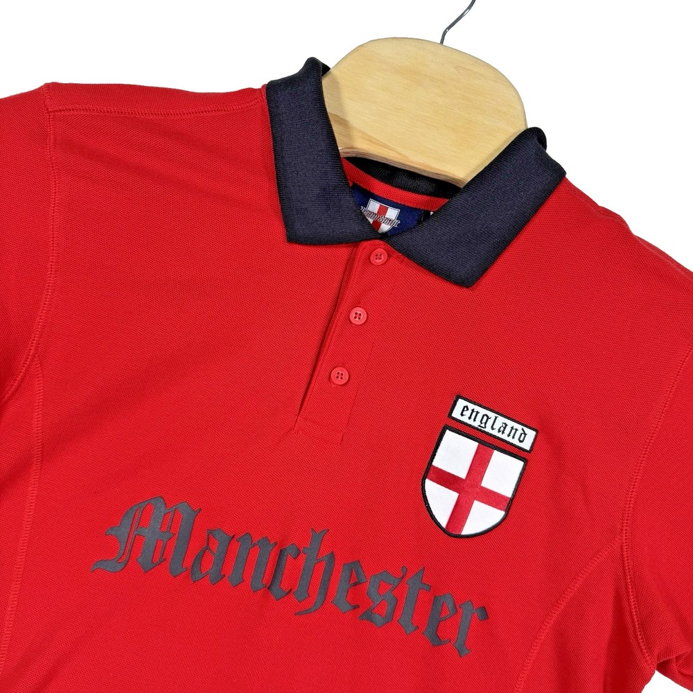 Manchester England Team Spirit‎ Polo Shirt Mens M #10 Red Soccer World Cup